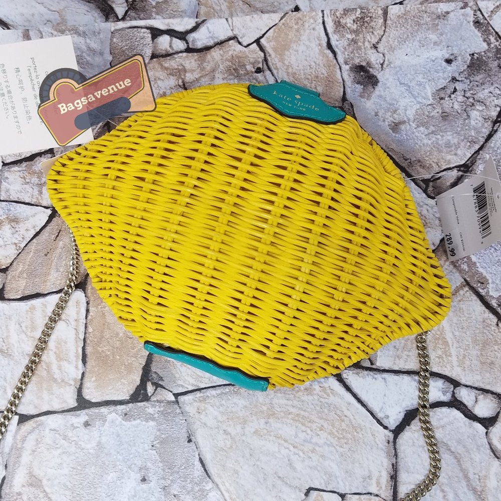 Lemon Crossbody Picnic Perfect Yellow Green Stem Chain  Kate Spade - Picture 2 of 10